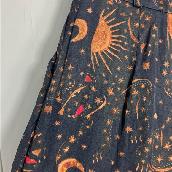 Farm Rio x Anthropologie Wide-Leg Trousers Sun Moon Print Size Small - Picture 10 of 16